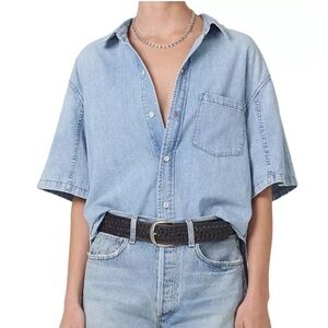 Citizens of Humanity Kayla Short Sleeve Cotton Shirt S
